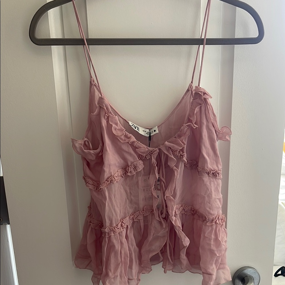 Zara Pink Ruffled Women's Top